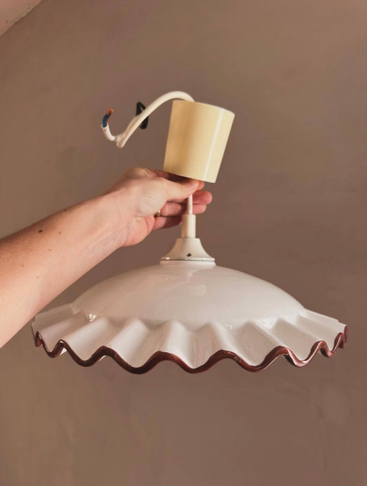 Suspension vintage en faïence peinte à la main