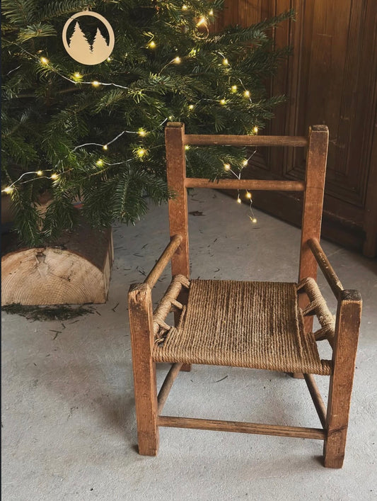 Chaise enfant vintage en bois tressé