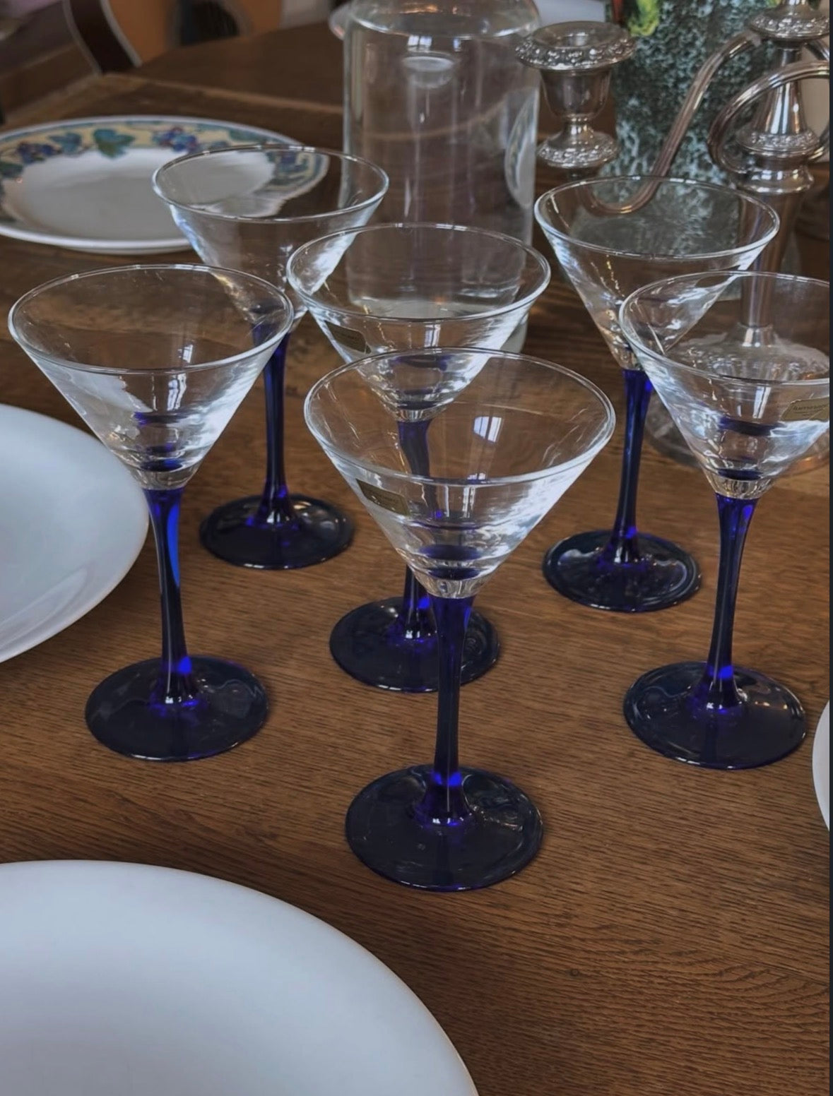 LOT DE 6 VERRES LUMINARC — PIEDS BLEU COBALT 💙