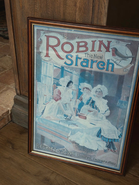 Grand cadre affiche vintage-rétro "Robin Starch" publicité Anglaise