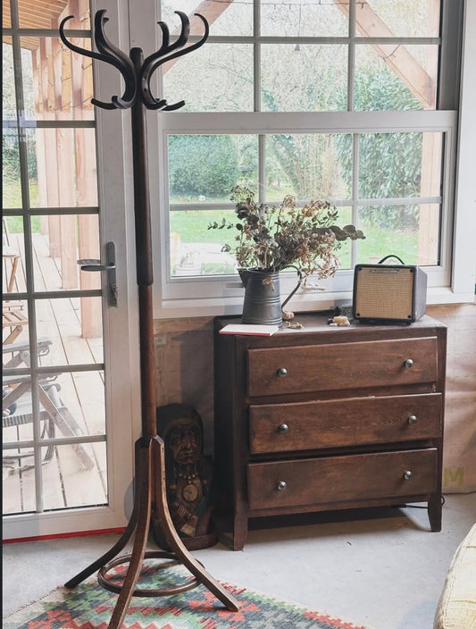 Porte-manteau perroquet - ancien en bois courbé, années 60/70
