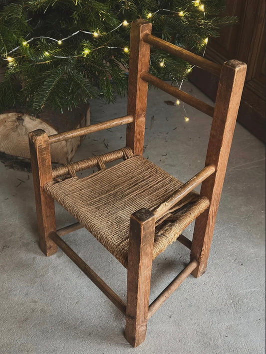 Chaise enfant vintage en bois tressé