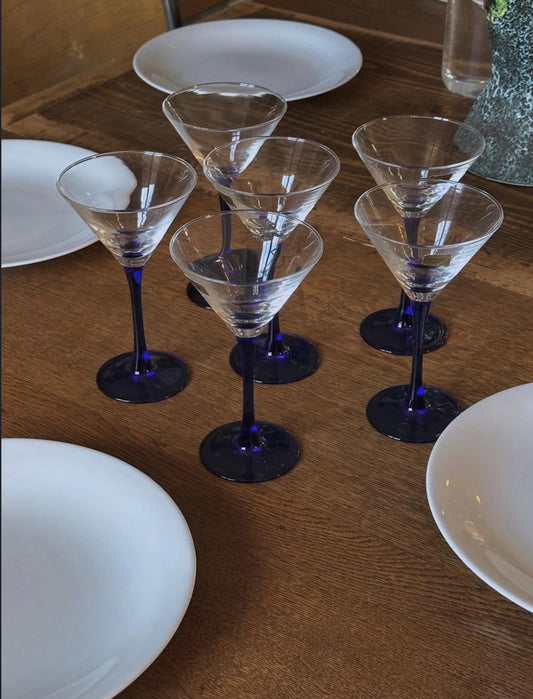 LOT DE 6 VERRES LUMINARC — PIEDS BLEU COBALT 💙