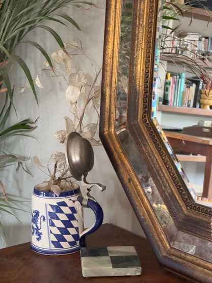 Miroir vintage octogonal doré – Belgique deknudt, années 50